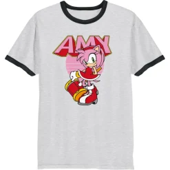 Amy Rose Retro Grey Ringer Tee