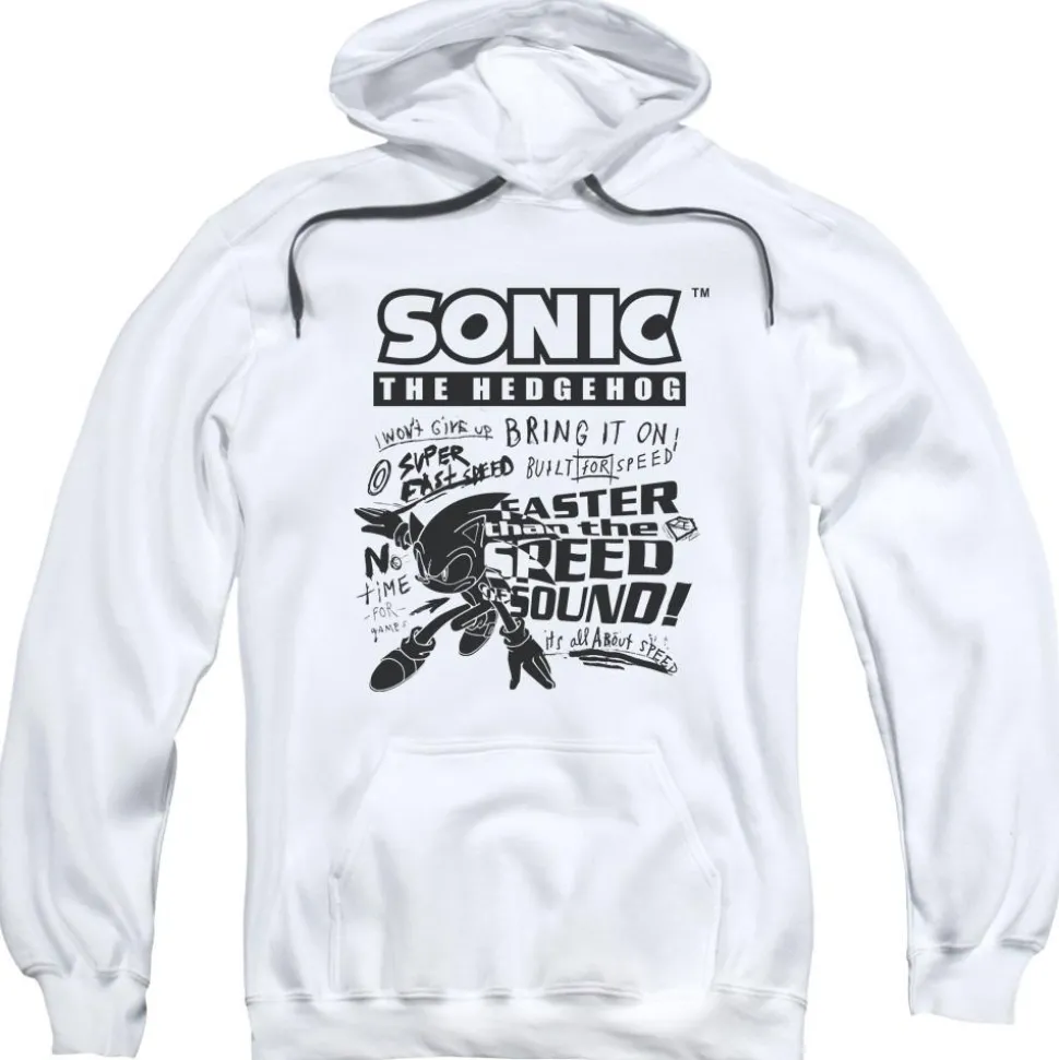 Colorless Motion Sonic Sketch White Pull-Over Hoodie