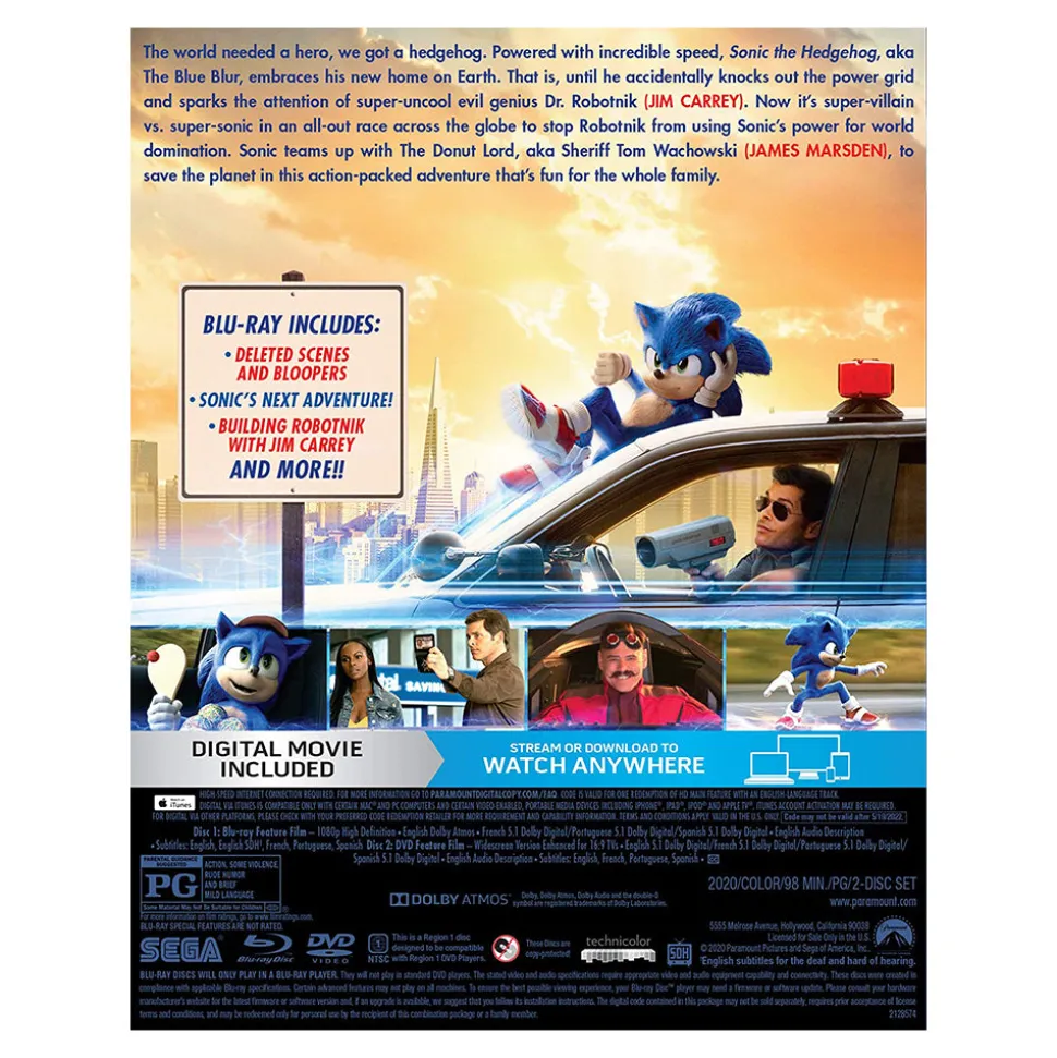 Sonic the Hedgehog Movie Blu-Ray