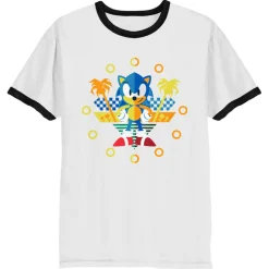 Sonic the Hedgehog Symmetrical Gold Rings Ringer Tee