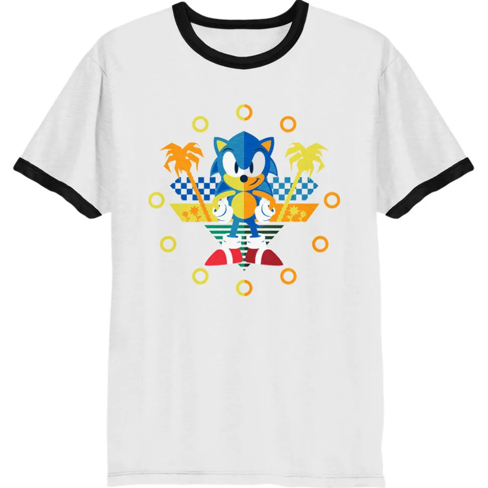 Sonic the Hedgehog Symmetrical Gold Rings Ringer Tee